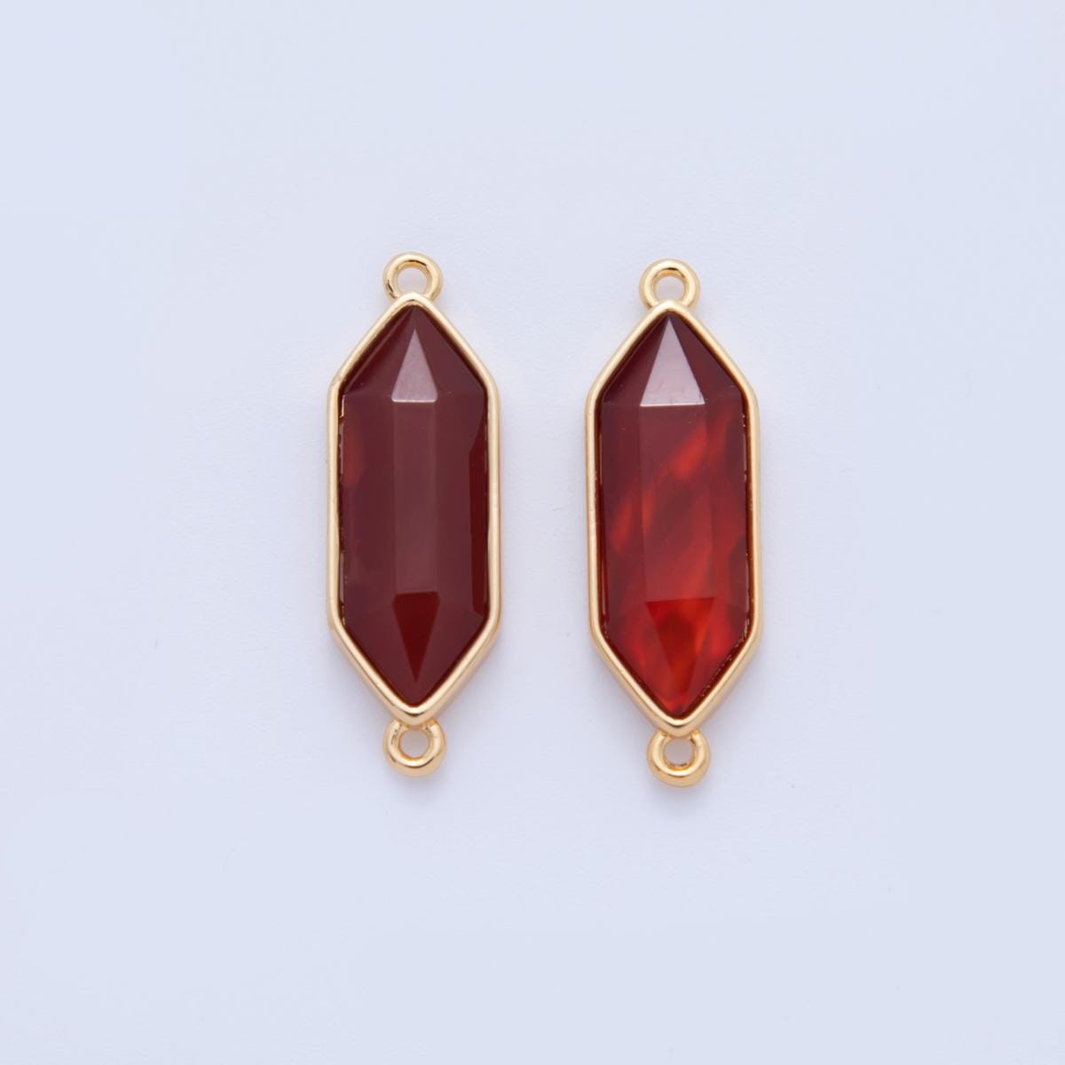 18K Gold Filled Natural Faceted Gemstone Hexagon Charm Connector for Bracelet Necklace Component | Y035 - Y044