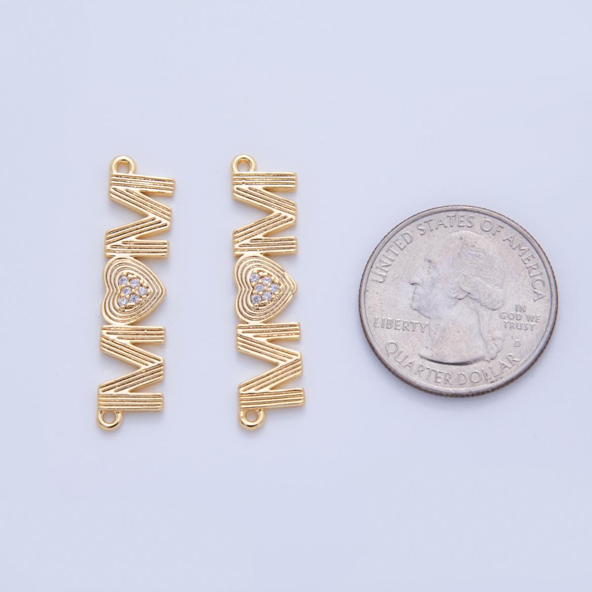 Dainty Retro Mom charm connector, 18k gold filled Groovy Mama Mom Mother script link connector for Necklace Component | Y-045
