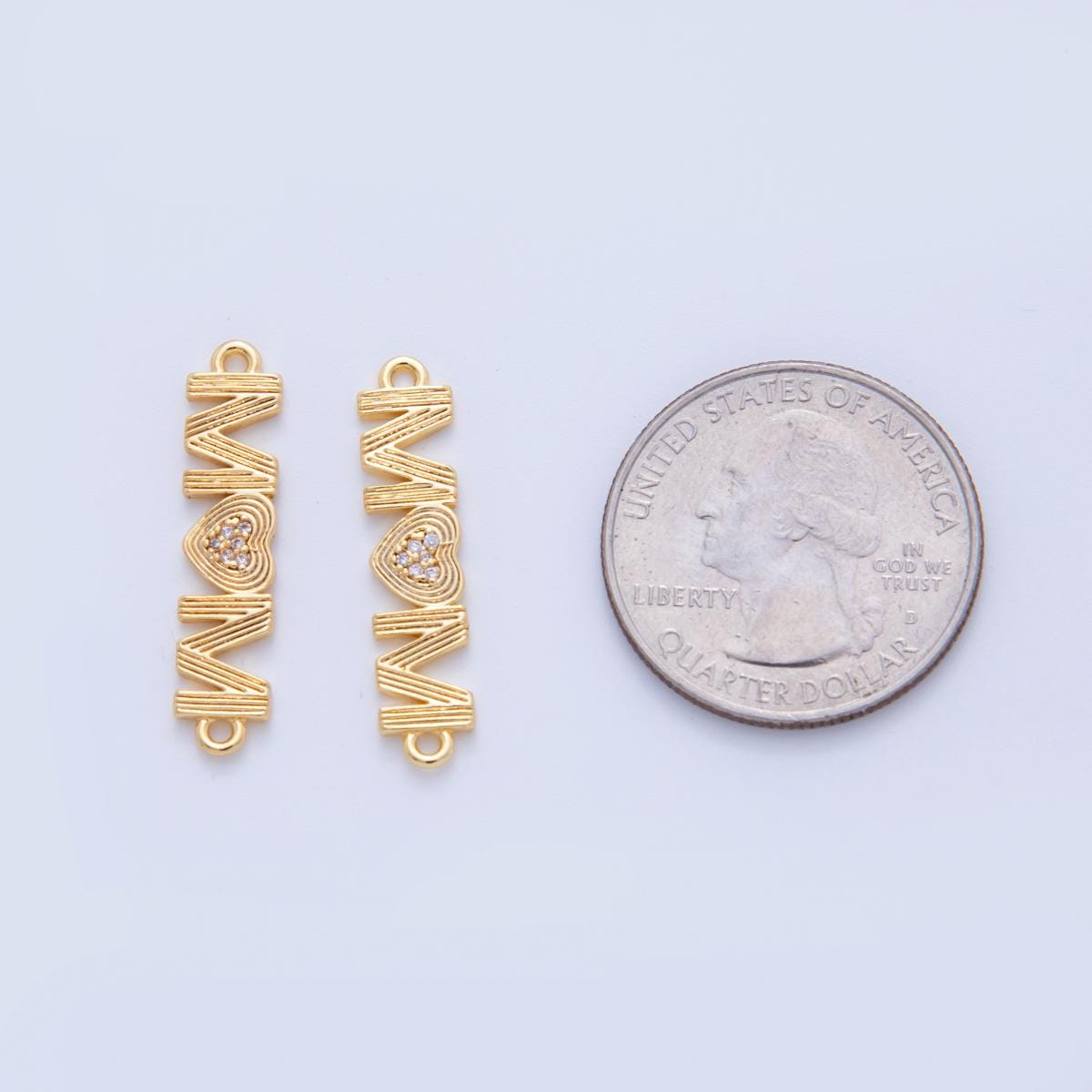 Dainty Mom charm connector, 18k gold filled Groovy Mama script link connector for bracelet Component | Y-046