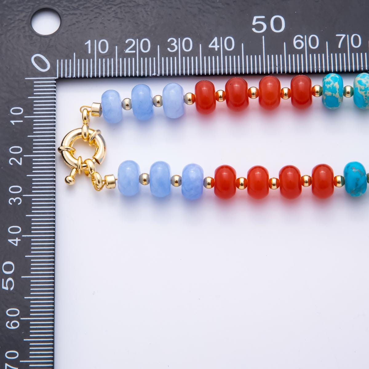 Colorful Candy Beaded handmade Gemstone Necklace Rondelle Bead Cluster 18k gold filled necklace With Sailor Clasp for Charm Holder | WA-3318