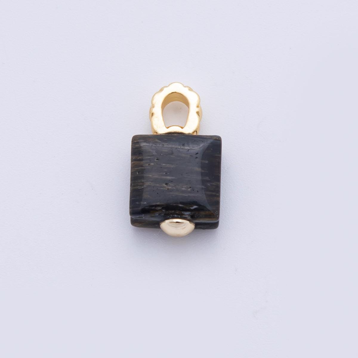 18k gold filled 10mm square natural gemstone Charm pendant with Big Hole | ah-823