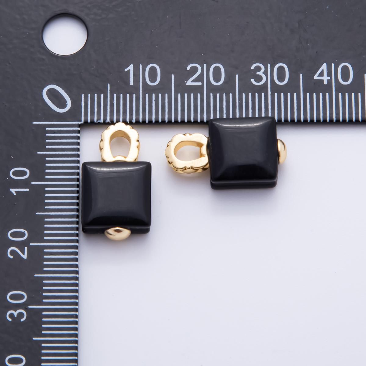 18k gold filled 10mm square natural gemstone Charm pendant with Big Hole | ah-823