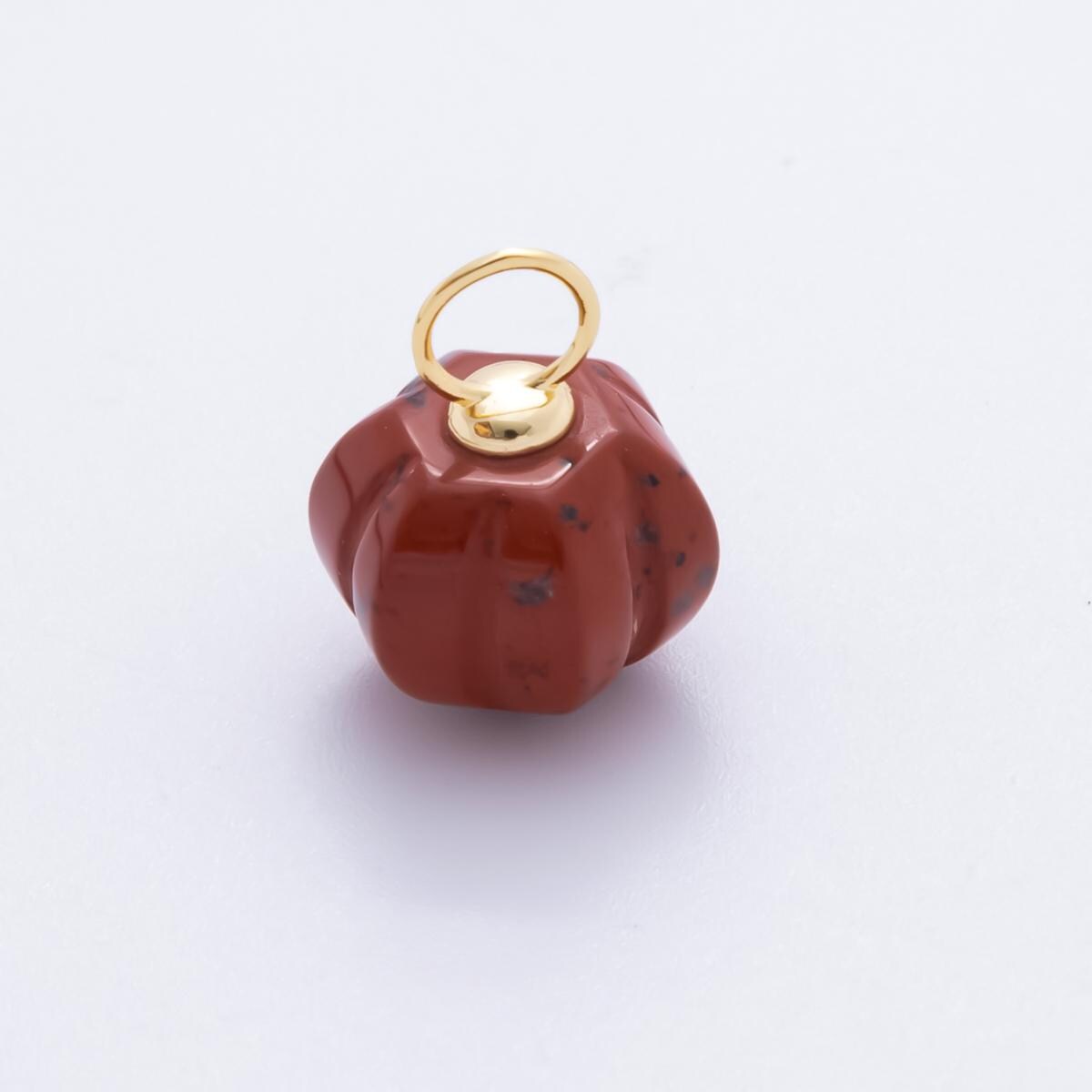3D Pumpkin Shaped Gemstone Charm Natural Bead Gemstone Charm for Fall Thanksgiving Halloween Jewelry Inspired AH-836