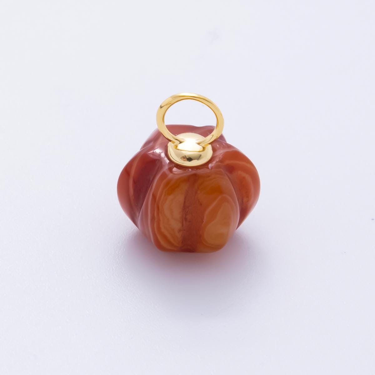 3D Pumpkin Shaped Gemstone Charm Natural Bead Gemstone Charm for Fall Thanksgiving Halloween Jewelry Inspired AH-836