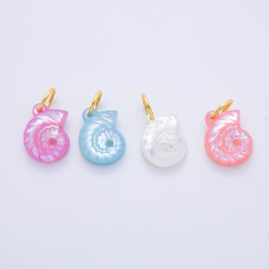 Colorful Dainty Shell Pearl Charm Amanite charms Ammonite Shell Dangle Charm Beach Under the Sea Jewelry Inspired AH-825