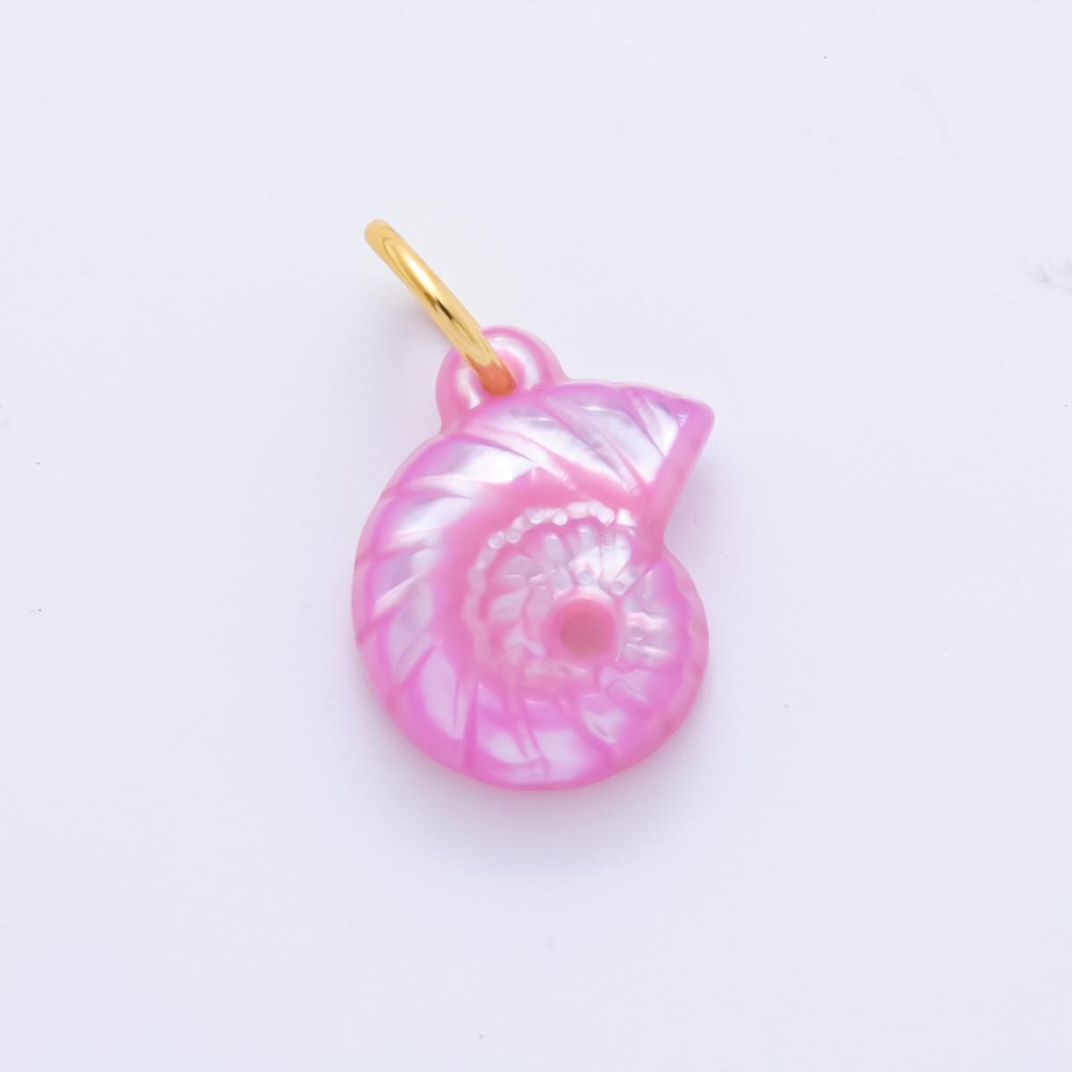 Colorful Dainty Shell Pearl Charm Amanite charms Ammonite Shell Dangle Charm Beach Under the Sea Jewelry Inspired AH-825
