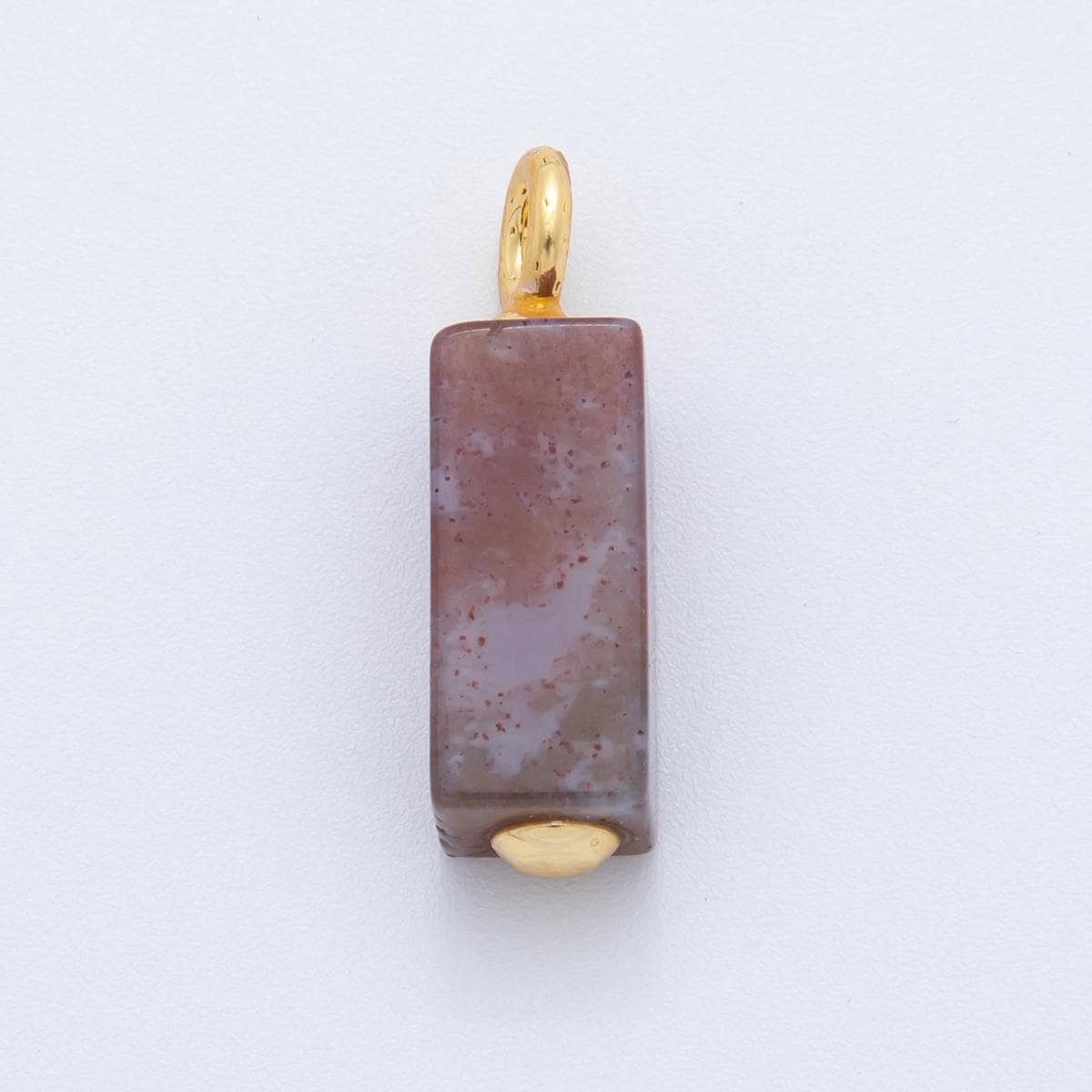 Natural Gemstone Vertical Bar Charm Pendant with Gold Loop – Minimalist Crystal Charm for Necklace or Earring DIY – Choose Your Stone