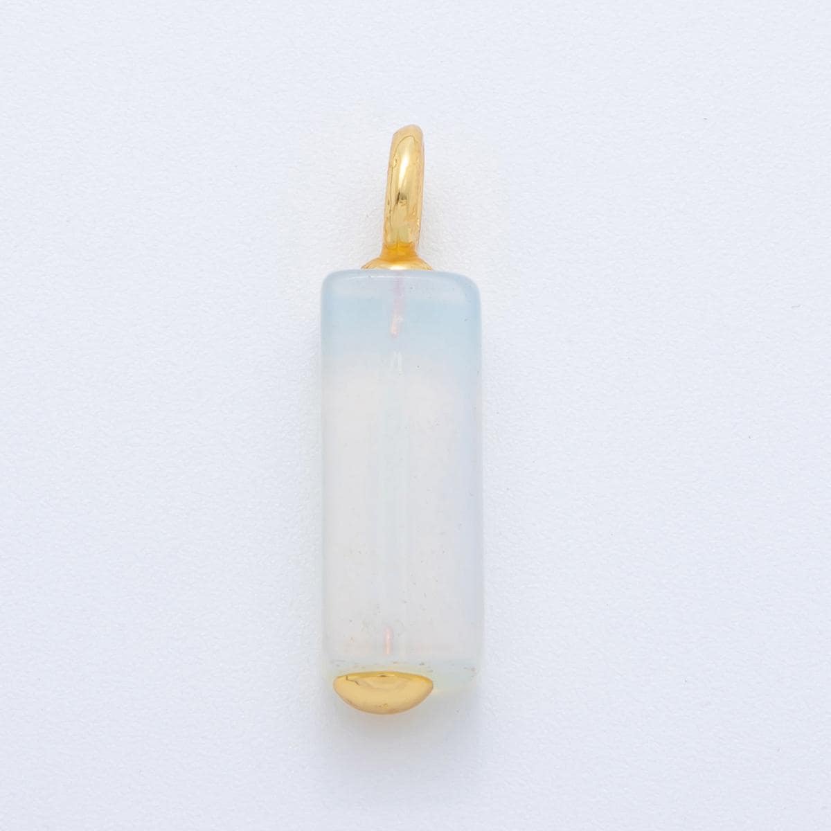 Natural Gemstone Vertical Bar Charm Pendant with Gold Loop – Minimalist Crystal Charm for Necklace or Earring DIY – Choose Your Stone