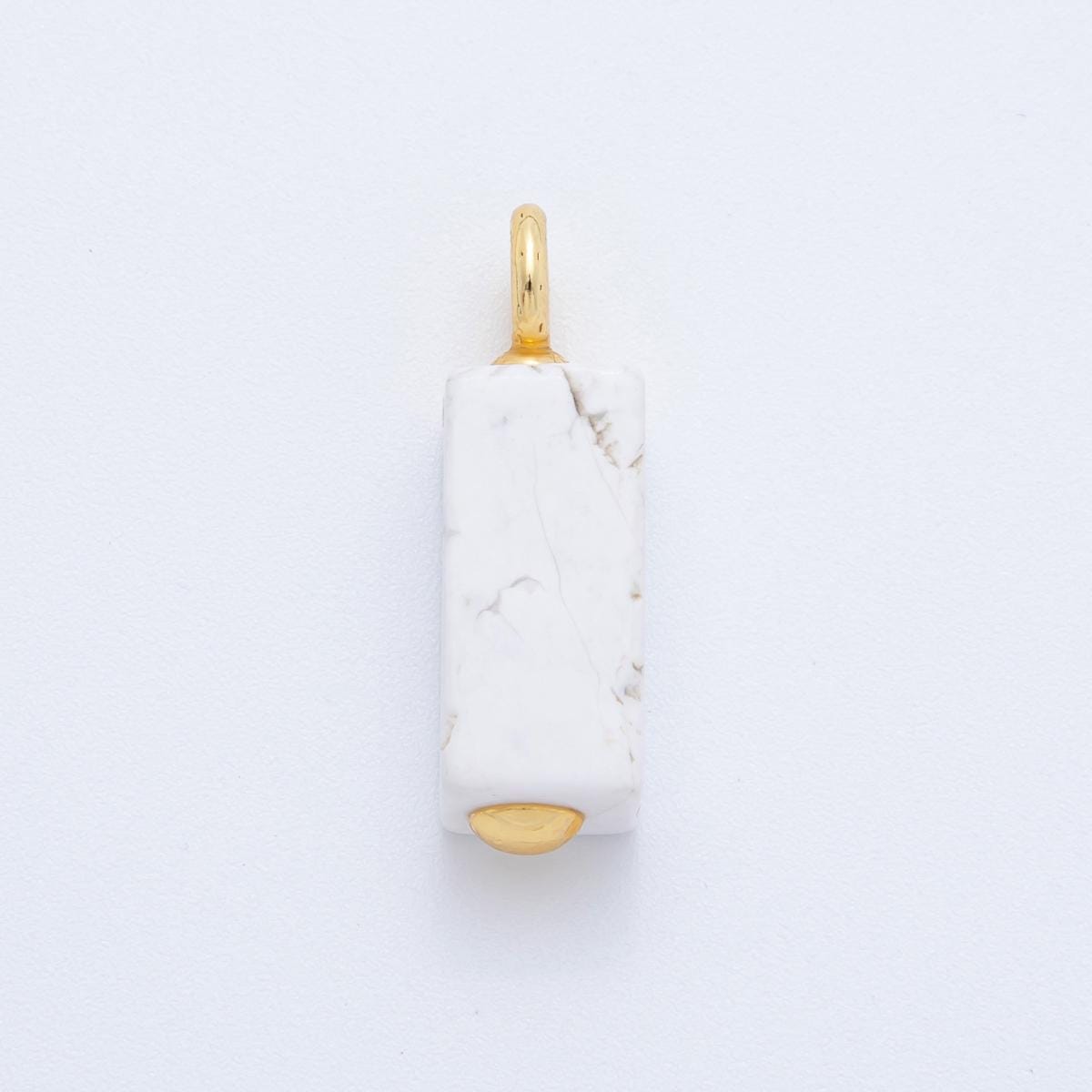 Natural Gemstone Vertical Bar Charm Pendant with Gold Loop – Minimalist Crystal Charm for Necklace or Earring DIY – Choose Your Stone