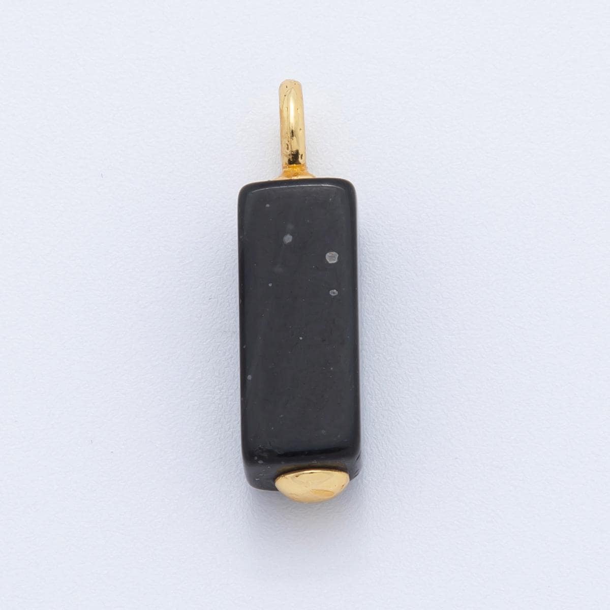 Natural Gemstone Vertical Bar Charm Pendant with Gold Loop – Minimalist Crystal Charm for Necklace or Earring DIY – Choose Your Stone