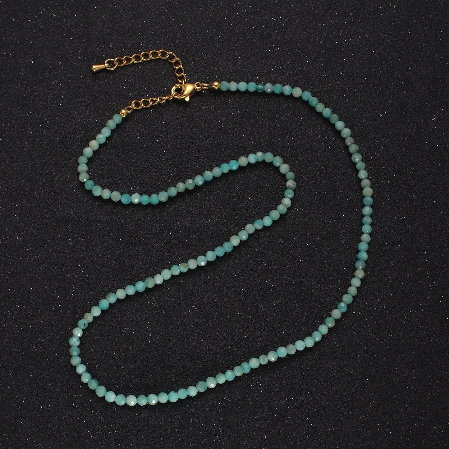 Multifaceted Matte Amazonite 2.8mm Gemstone Bead 16 Inch Choker Necklace | WA-1473