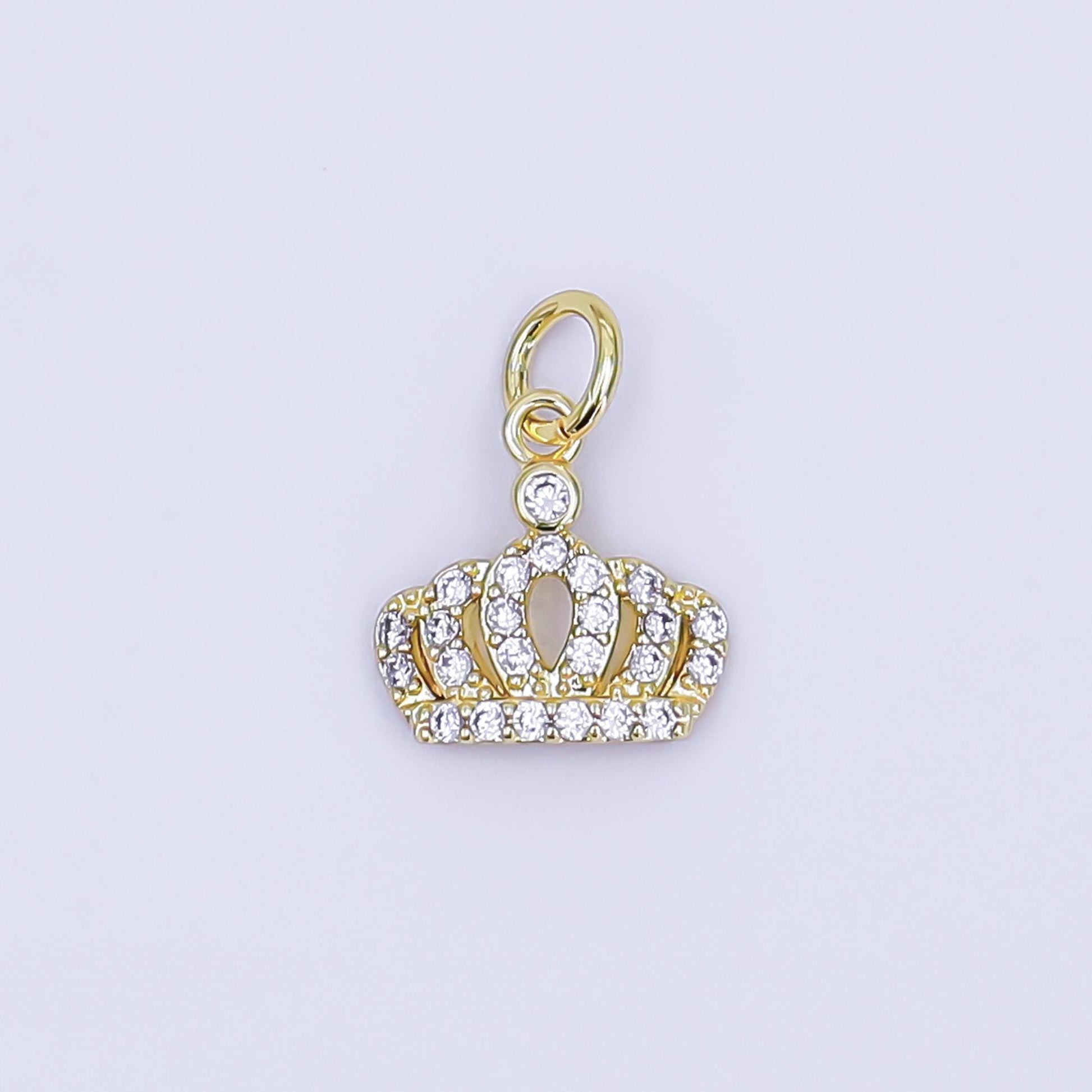 Mini 14k gold filled tiara charm, micro cz pave princess crown pendant, diy fashion jewelry making supply for necklace, bracelet AJ-299