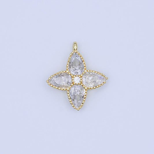 Mini 24k Gold Filled Flower cz Pearl Flower Charm for necklace bracelet earring aj-293