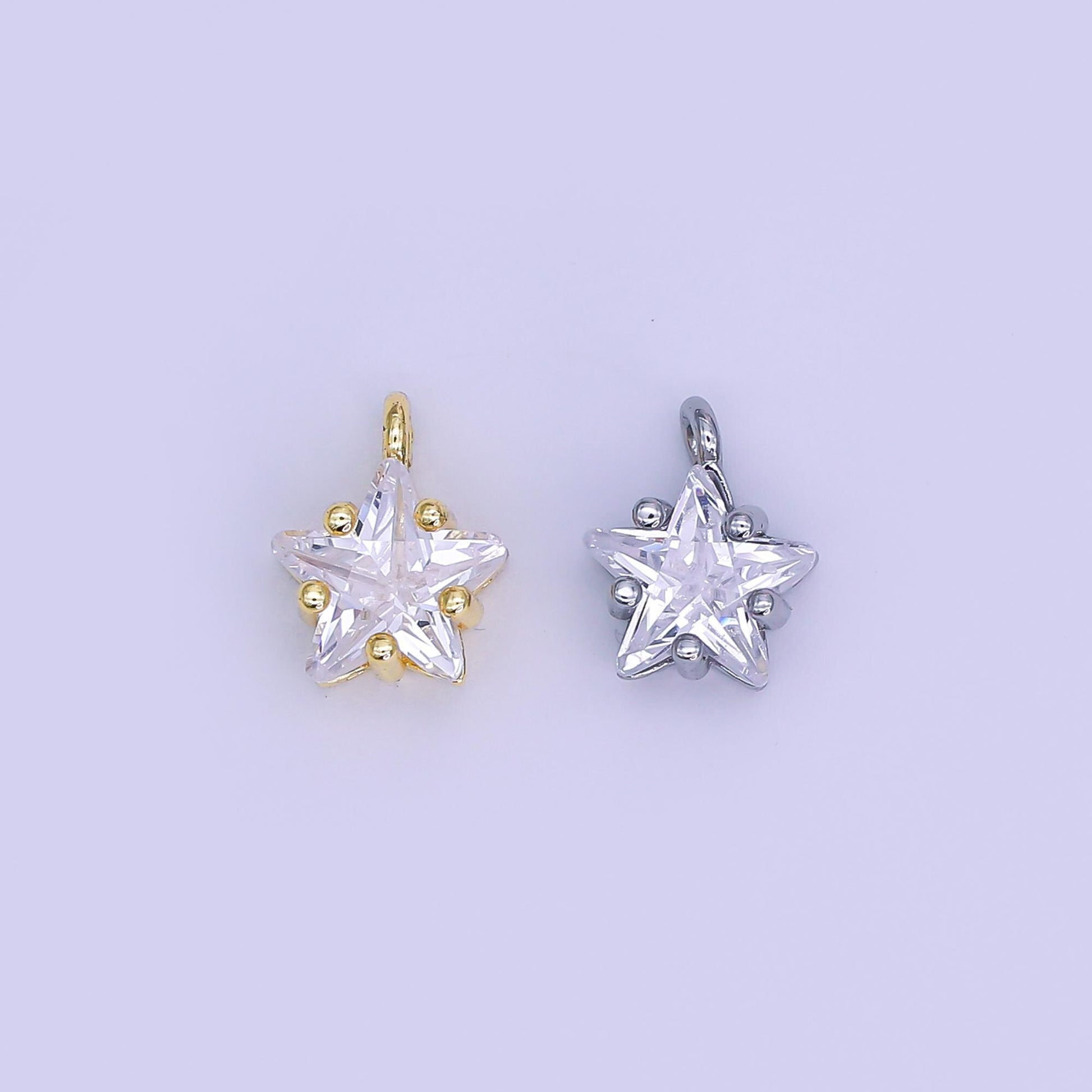 Mini CZ star Pendant Clear star Charm celestial Jewelry Inspired Gold Star Charm AJ-295