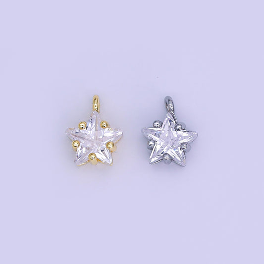 Mini CZ star Pendant Clear star Charm celestial Jewelry Inspired Gold Star Charm AJ-295
