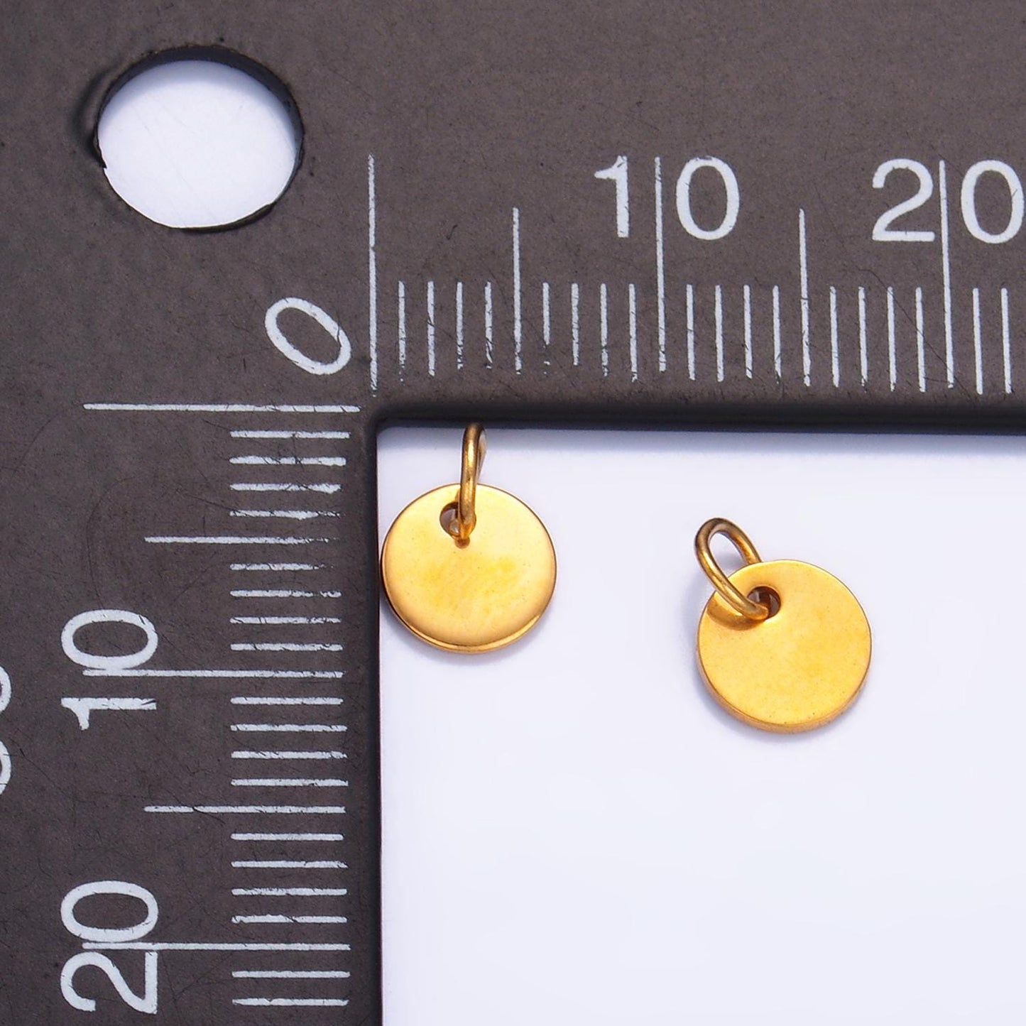 10x Mini Gold Engraved Stainless Steel Coin Pendant for Personalize Front, Back or Both Blank Tag Jewelry Making Supply 6mm Round Charm P657