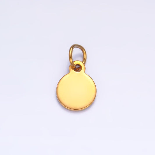 10x Mini Gold Engraved Stainless Steel Coin Pendant for Personalize Front, Back or Both Blank Tag Jewelry Making Supply 8mm Round Charm P659
