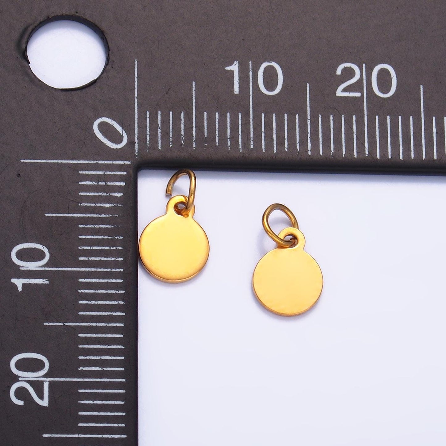 20x Mini Gold Engraved Stainless Steel Coin Pendant for Personalize Front, Back or Both Blank Tag Jewelry Making Supply 8mm Round Charm P659