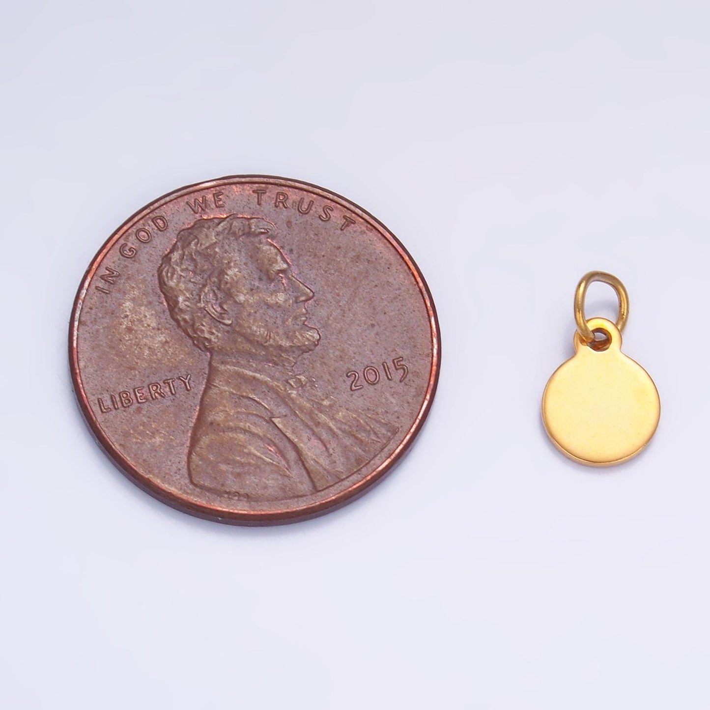 20x Mini Gold Engraved Stainless Steel Coin Pendant for Personalize Front, Back or Both Blank Tag Jewelry Making Supply 8mm Round Charm P659