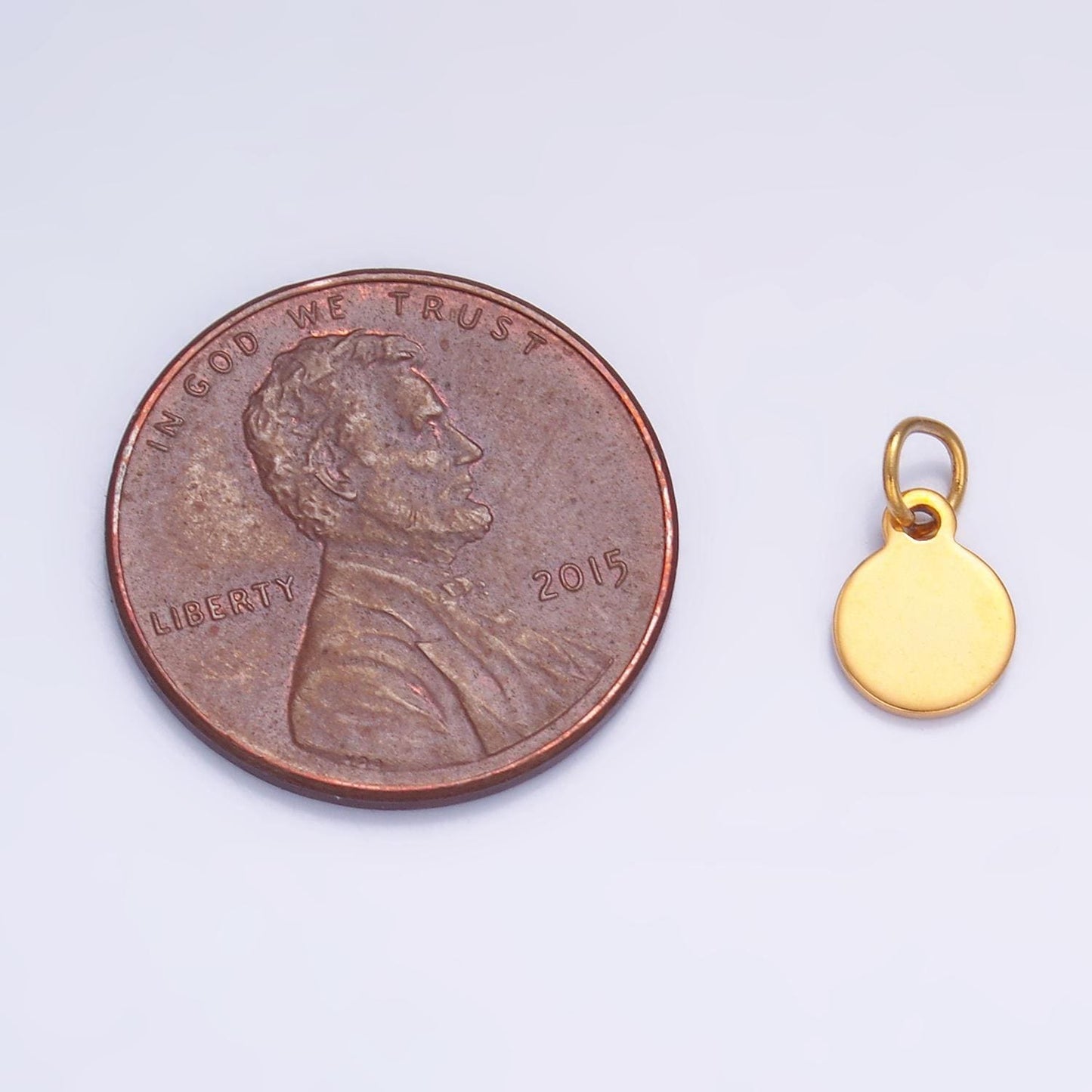 10x Mini Gold Engraved Stainless Steel Coin Pendant for Personalize Front, Back or Both Blank Tag Jewelry Making Supply 8mm Round Charm P659