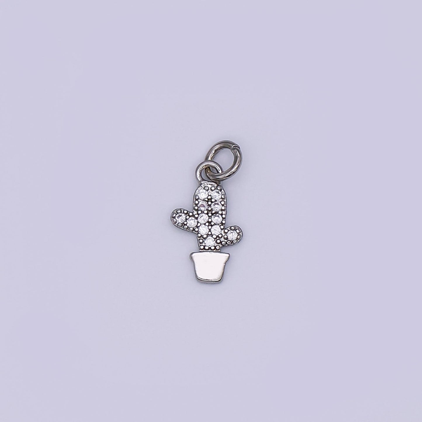 Mini green cactus charm succulents pendant gold filled charm for Kids jewelry micro pave charm necklace earring bracelet charm supply AF-483