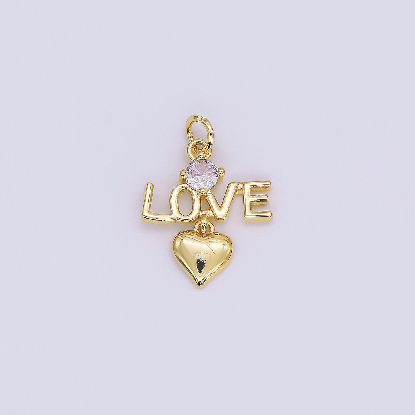 Dainty gold charm love charms valentine Drop heart gold filled charms AF-481