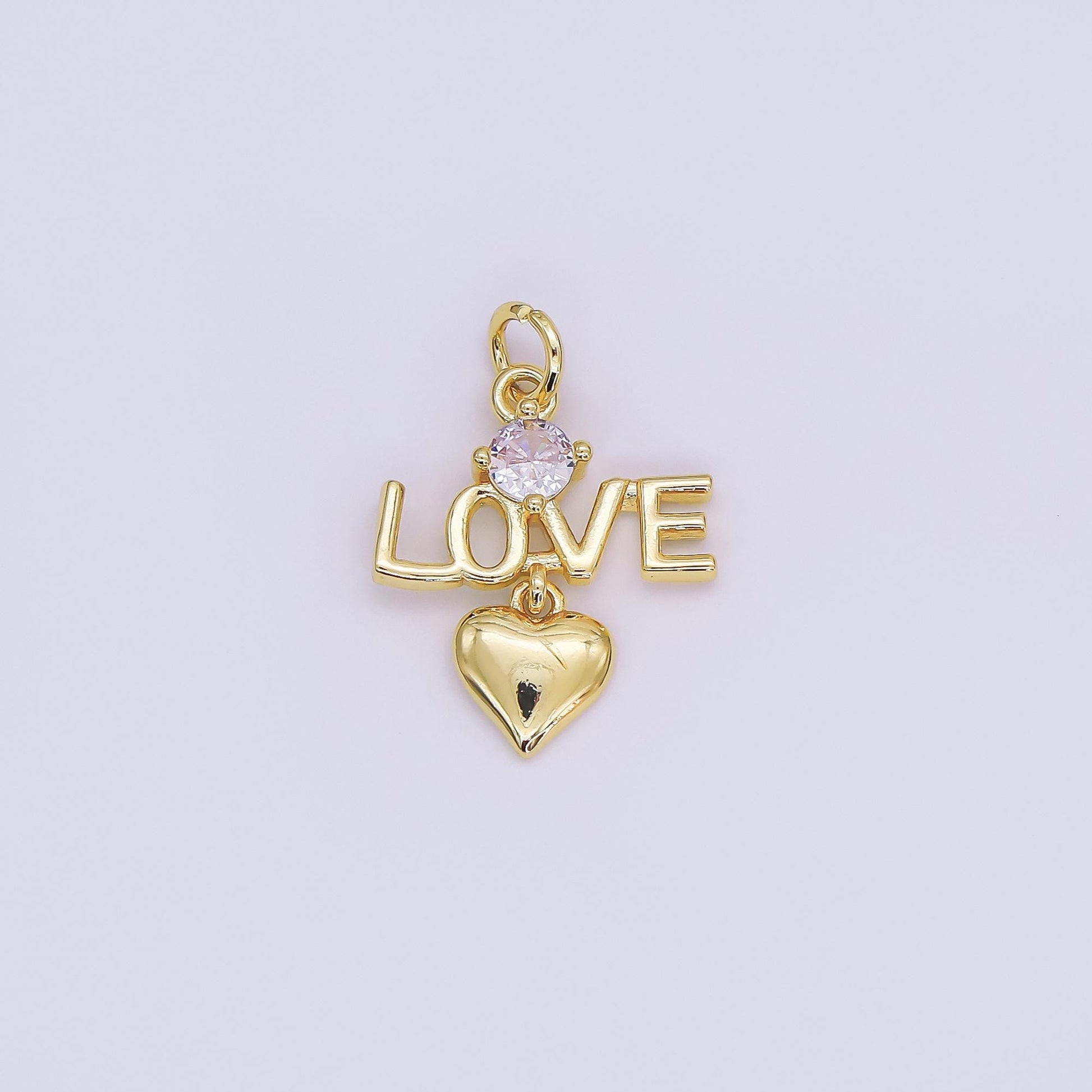 Dainty gold charm love charms valentine Drop heart gold filled charms AF-481