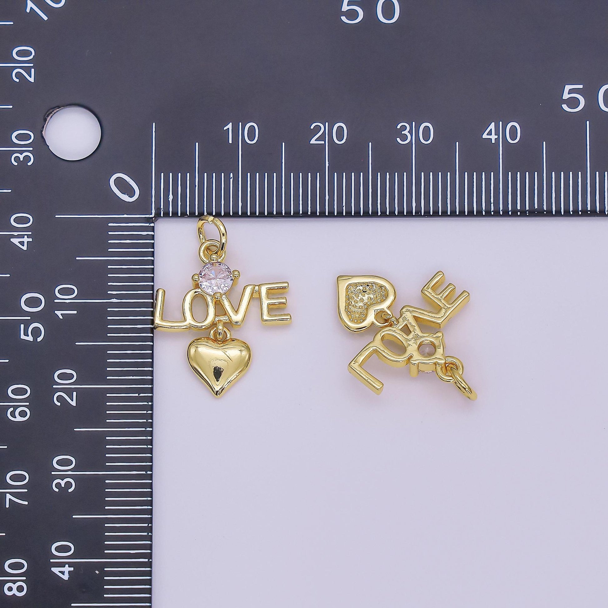 Dainty gold charm love charms valentine Drop heart gold filled charms AF-481