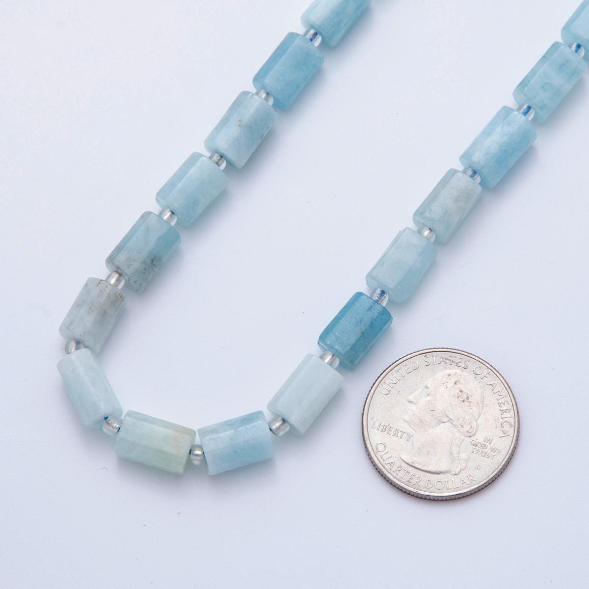 Natural Blue Aquamarine Bead Stone Cylinder gemstone beads Tube barrel beads 10x6 mm WA-1504