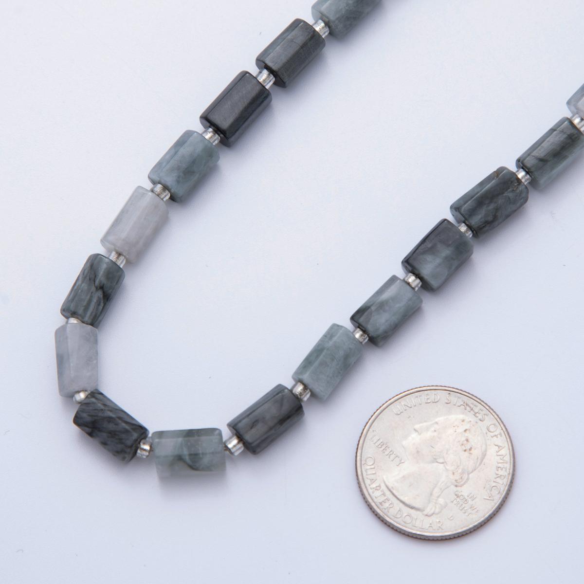 Natural Eagle Eye Stone Cylinder gemstone Grey Hawk’s Eye Loose beads Tube barrel beads 10x6 mm WA-1512