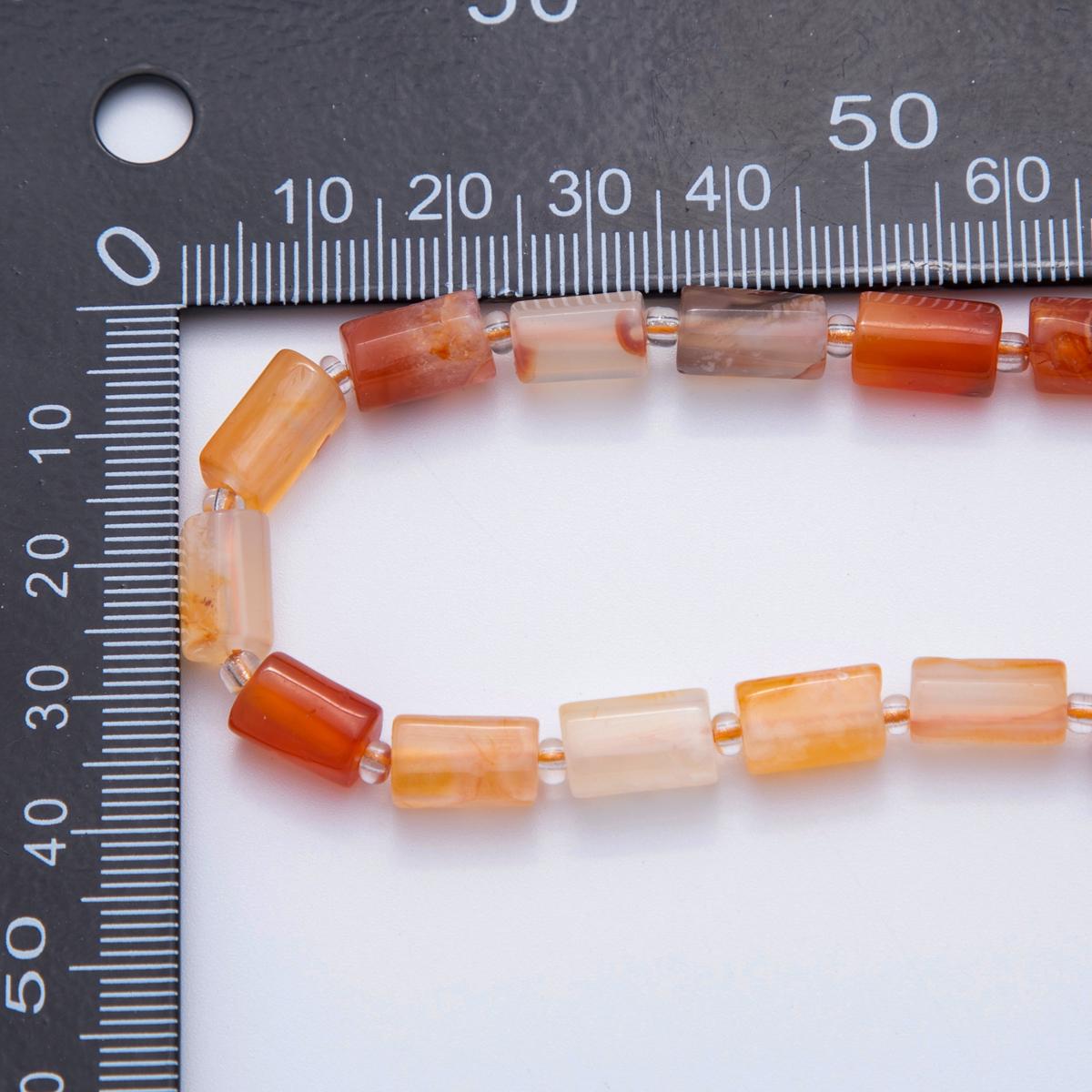 Natural Orange Botswana Bead Stone Cylinder gemstone Clear Orange beads Tube barrel beads 10x6 mm WA-1580