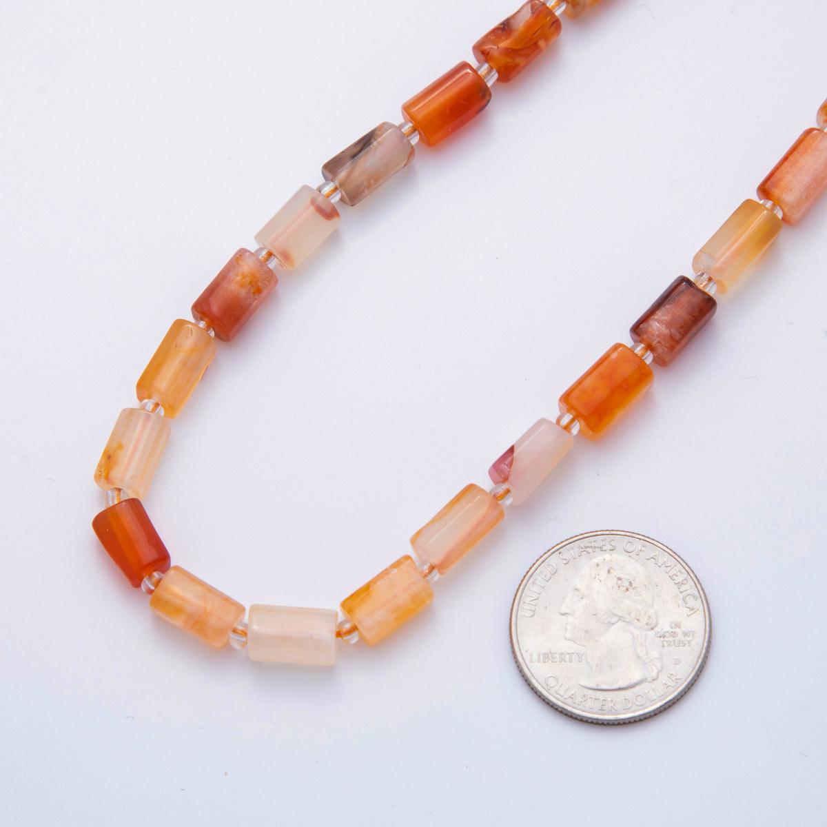 Natural Orange Botswana Bead Stone Cylinder gemstone Clear Orange beads Tube barrel beads 10x6 mm WA-1580