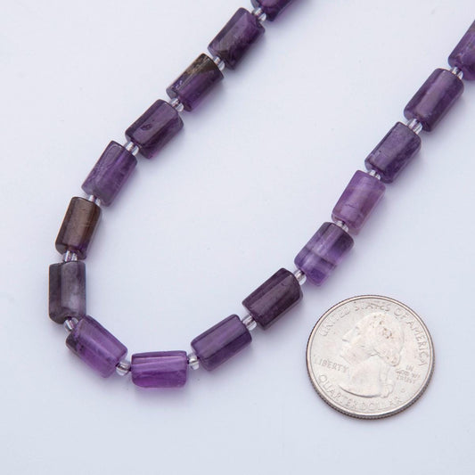 Natural Purple Amethyst Bead Stone Cylinder gemstone Purple beads Tube barrel beads 10x6 mm WA-1651
