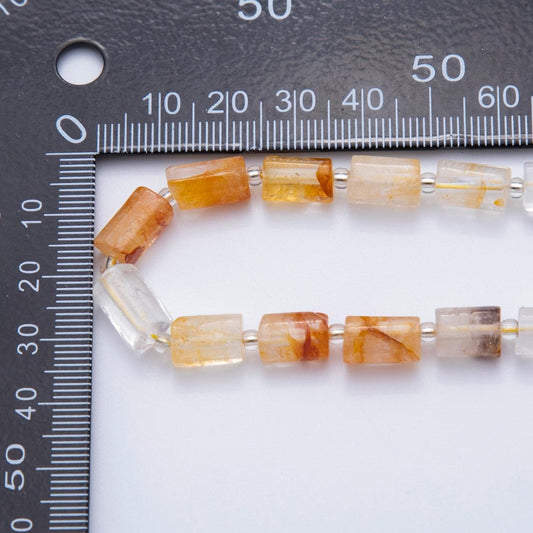Natural Yellow Fire Quartz Bead Stone Cylinder gemstone Clear Orange beads Tube barrel beads 10x6 mm WA-1656