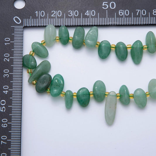 Genuine Natural Green Aventurine Tooth Chips Nuggets Irregular Slab Freeform Stick Spike Gemstone Beads for DIY Jewelry Making WA-1923