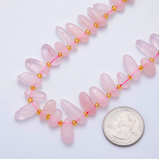 Natural Gemstone Chip Bead Smooth Freeform Chip Nugget Beads Rose Quartz Gemstone Crystal Beads for Jewelry Making Bracelet Necklace WA-1947