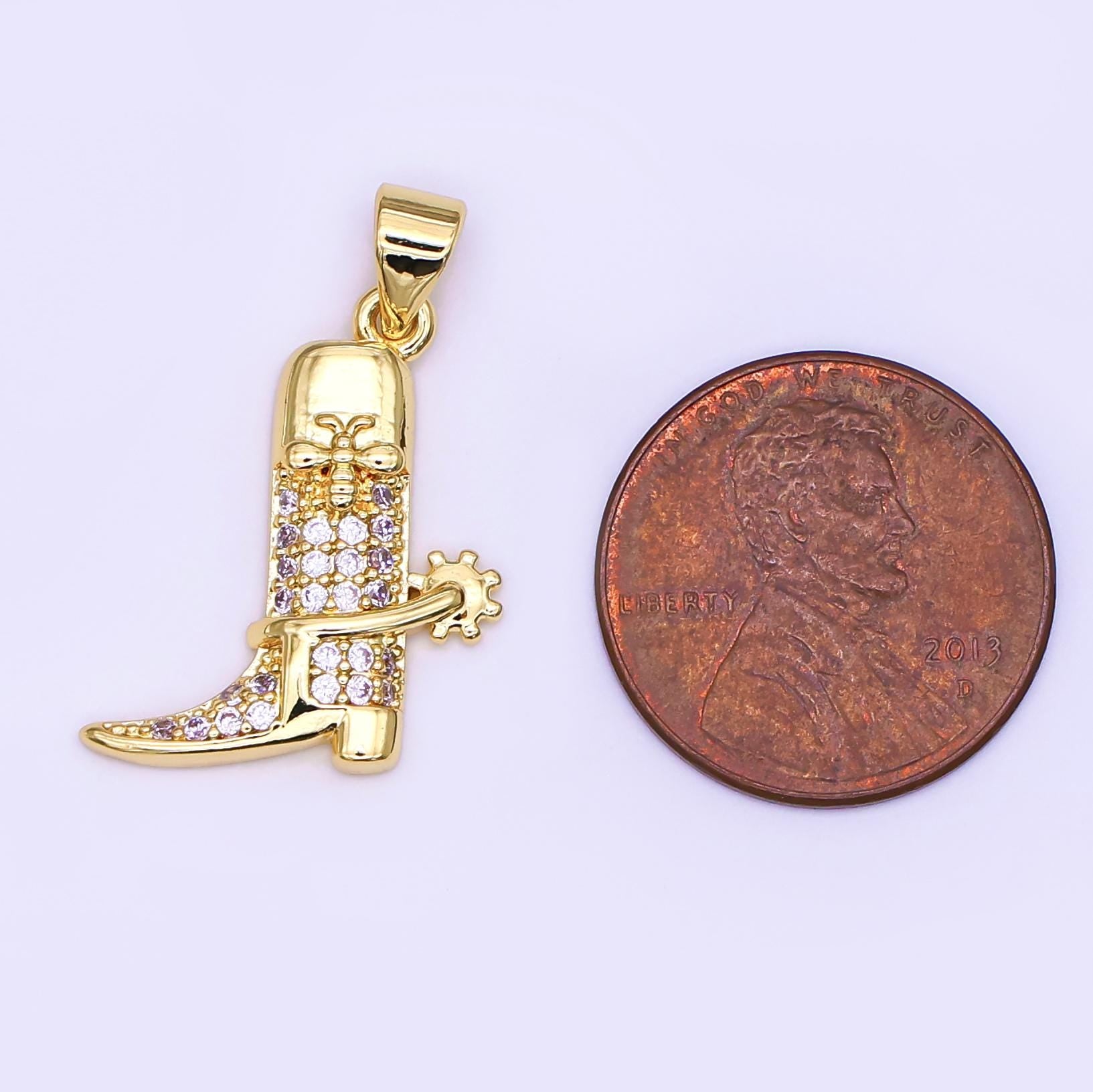 24k gold filled Cowboy Boot charm small Shoes necklace bracelet pendant diy jewelry findings AH-469