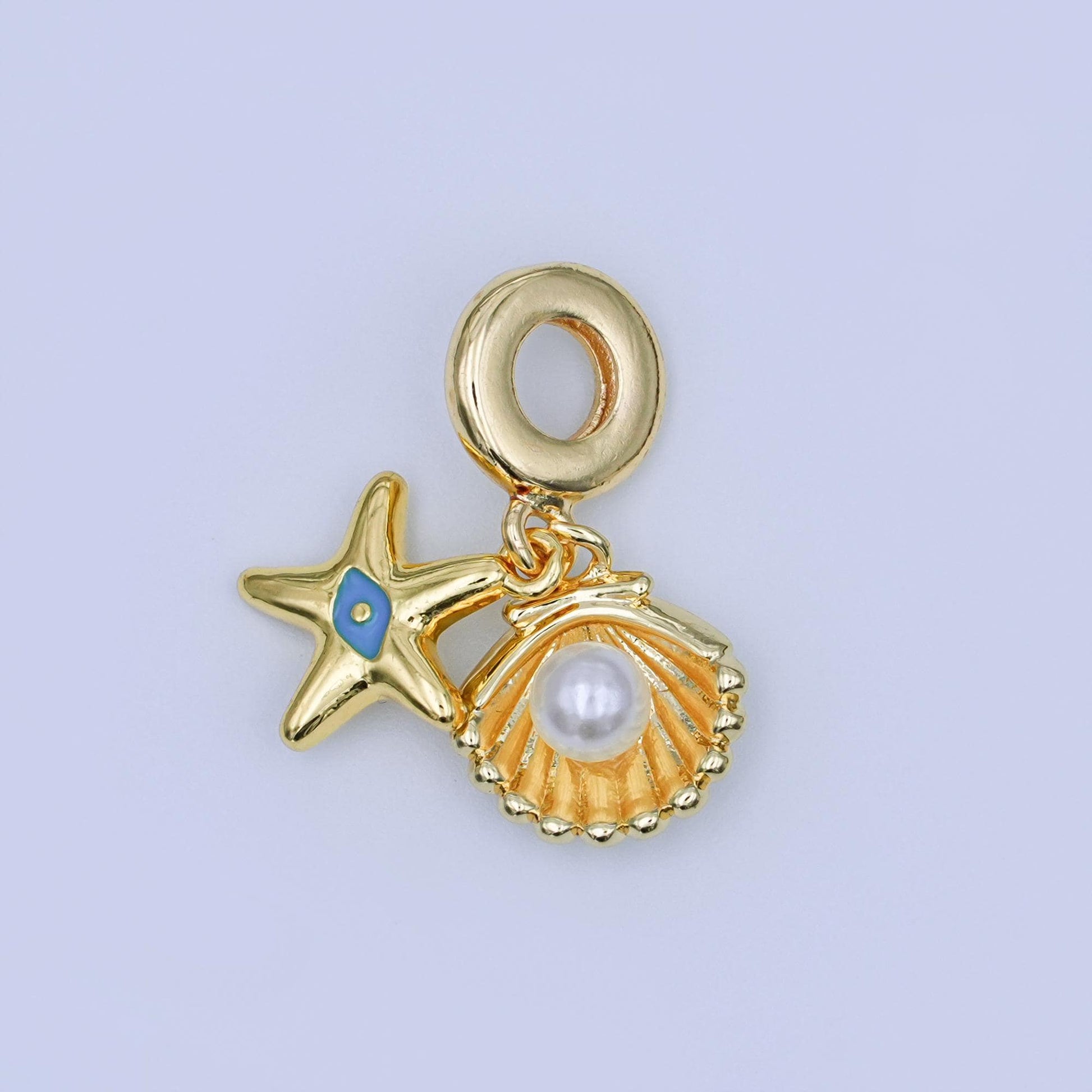 24K Gold Filled Star Fish Clam Beach Charm Inspired Jewelry Rhondelle Drop Pendant | AF-420