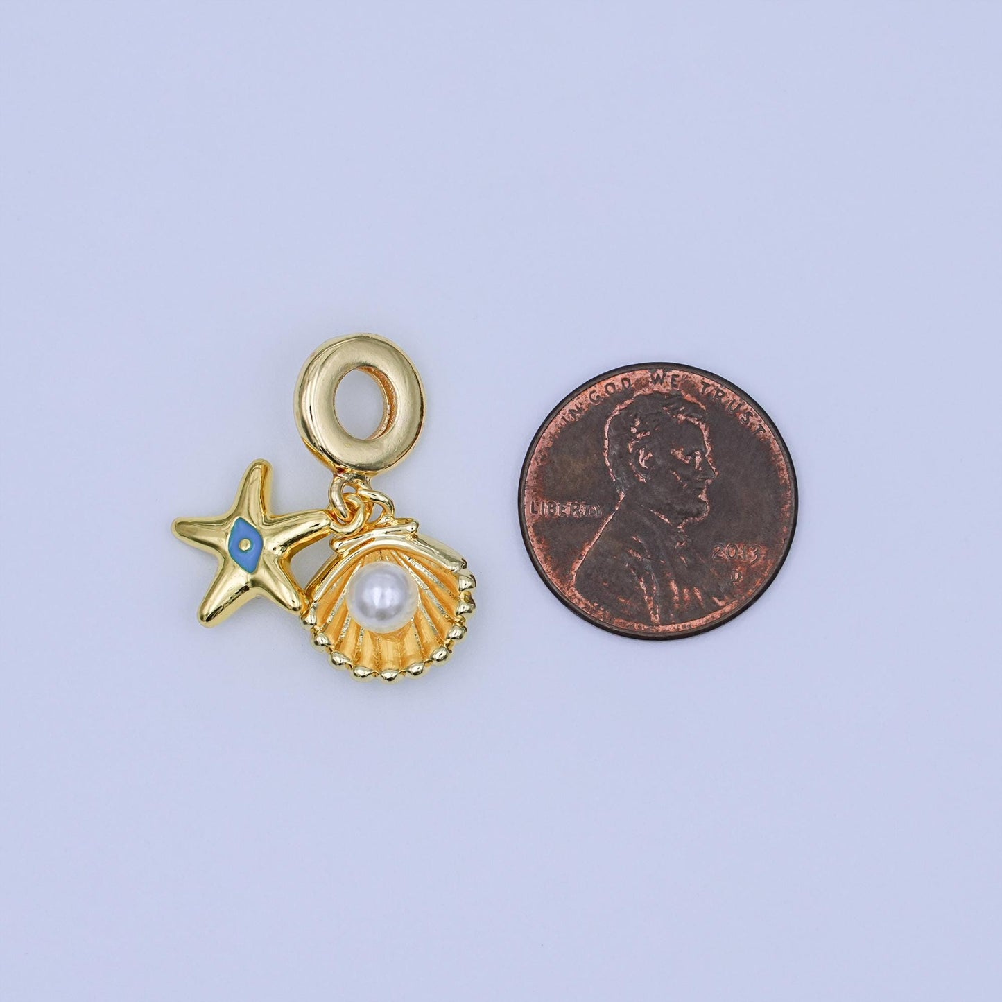 24K Gold Filled Star Fish Clam Beach Charm Inspired Jewelry Rhondelle Drop Pendant | AF-420
