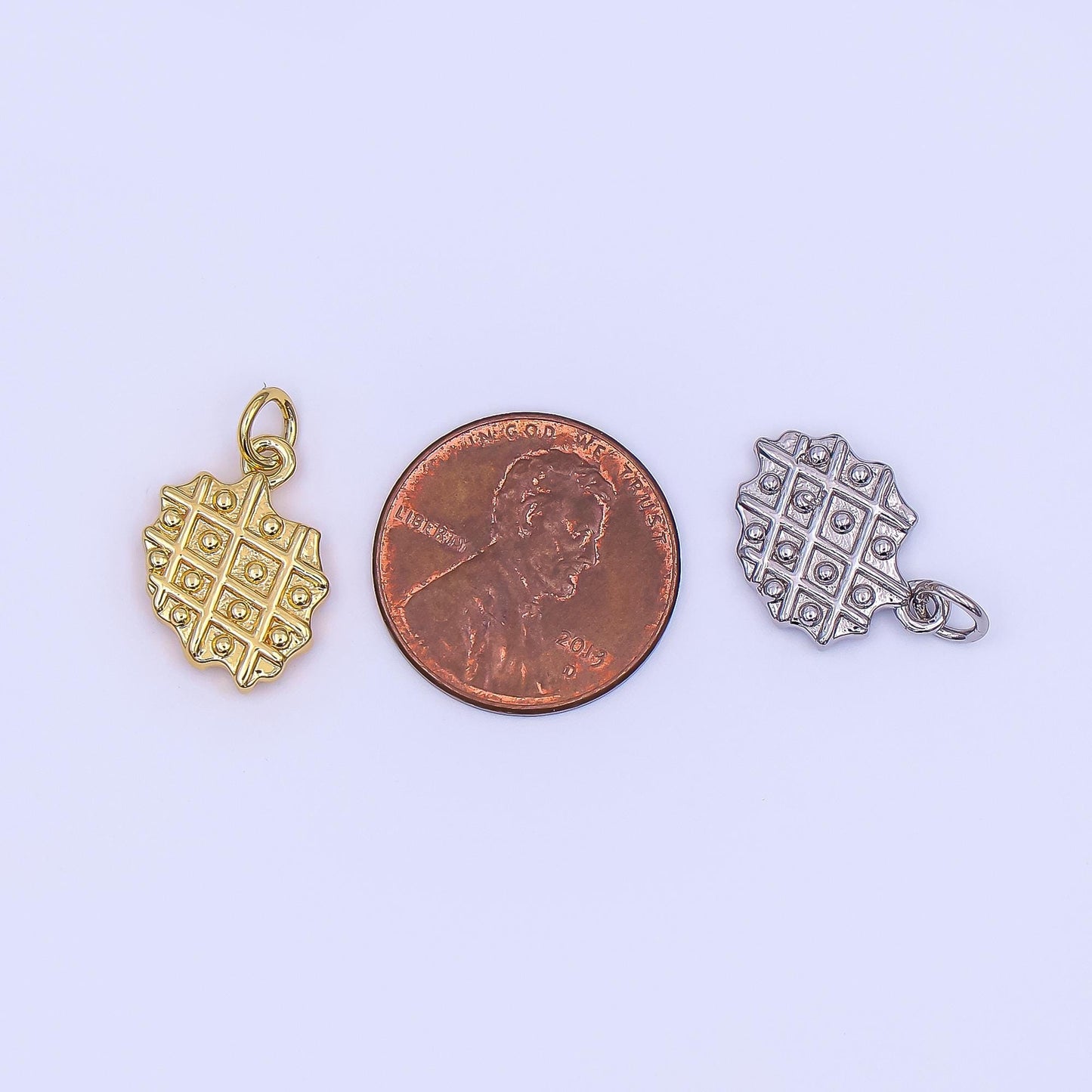 14k gold filled waffle Charm Food Breakfast Jewelry Inspired | AF-543