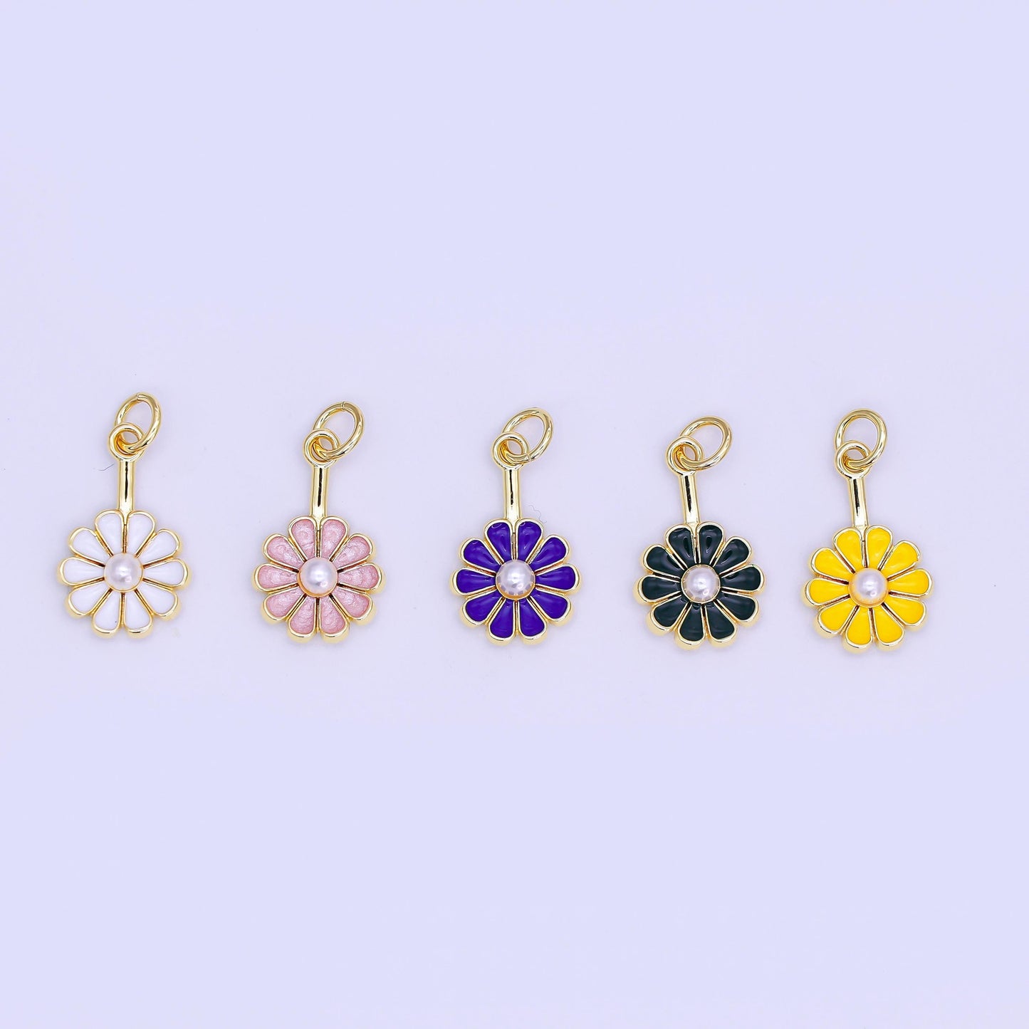 Dainty 24k Gold Filled Flower enamel charm bracelet earring necklace for woman, floral jewelry minimalist jewelry Inspired AF-530