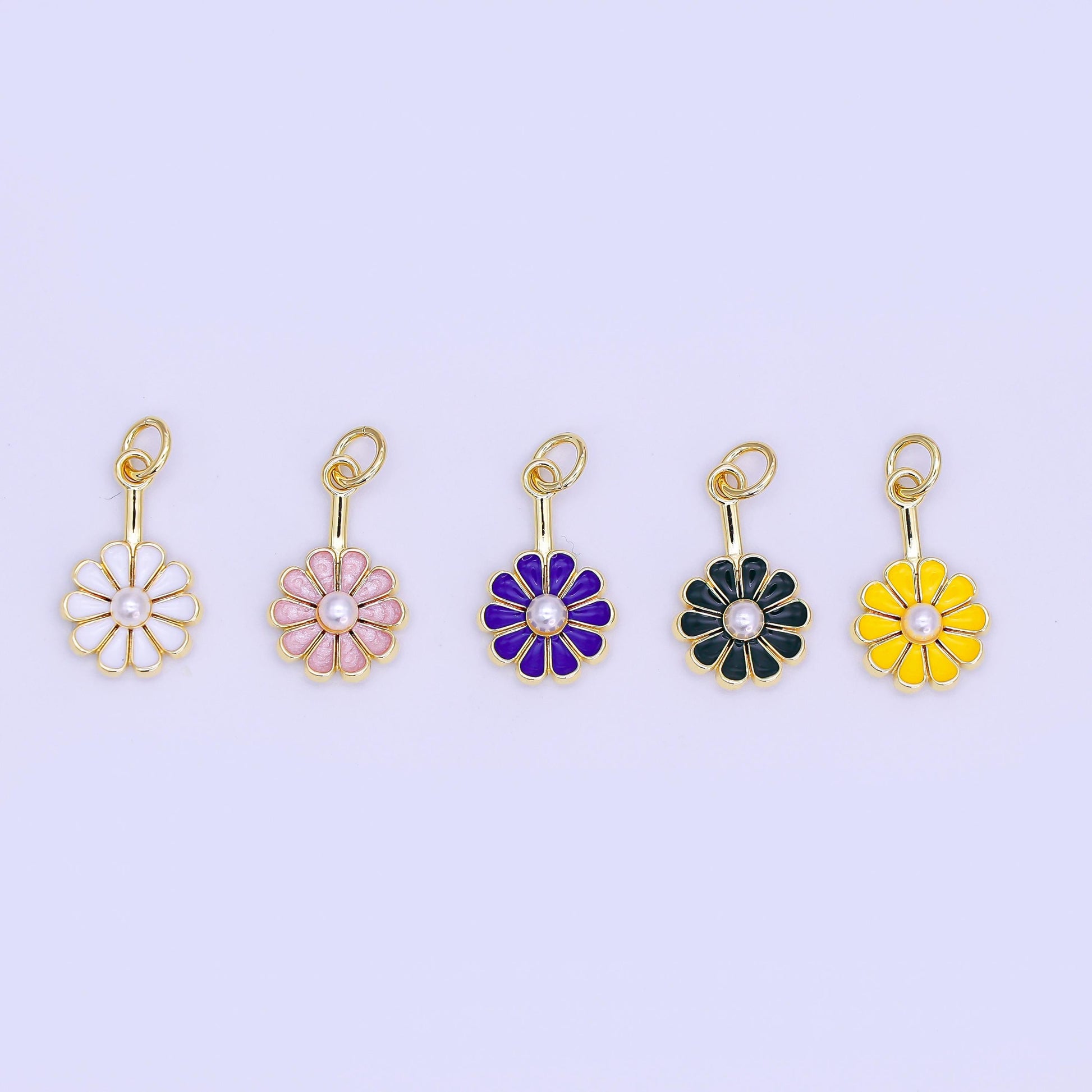 Dainty 24k Gold Filled Flower enamel charm bracelet earring necklace for woman, floral jewelry minimalist jewelry Inspired AF-530
