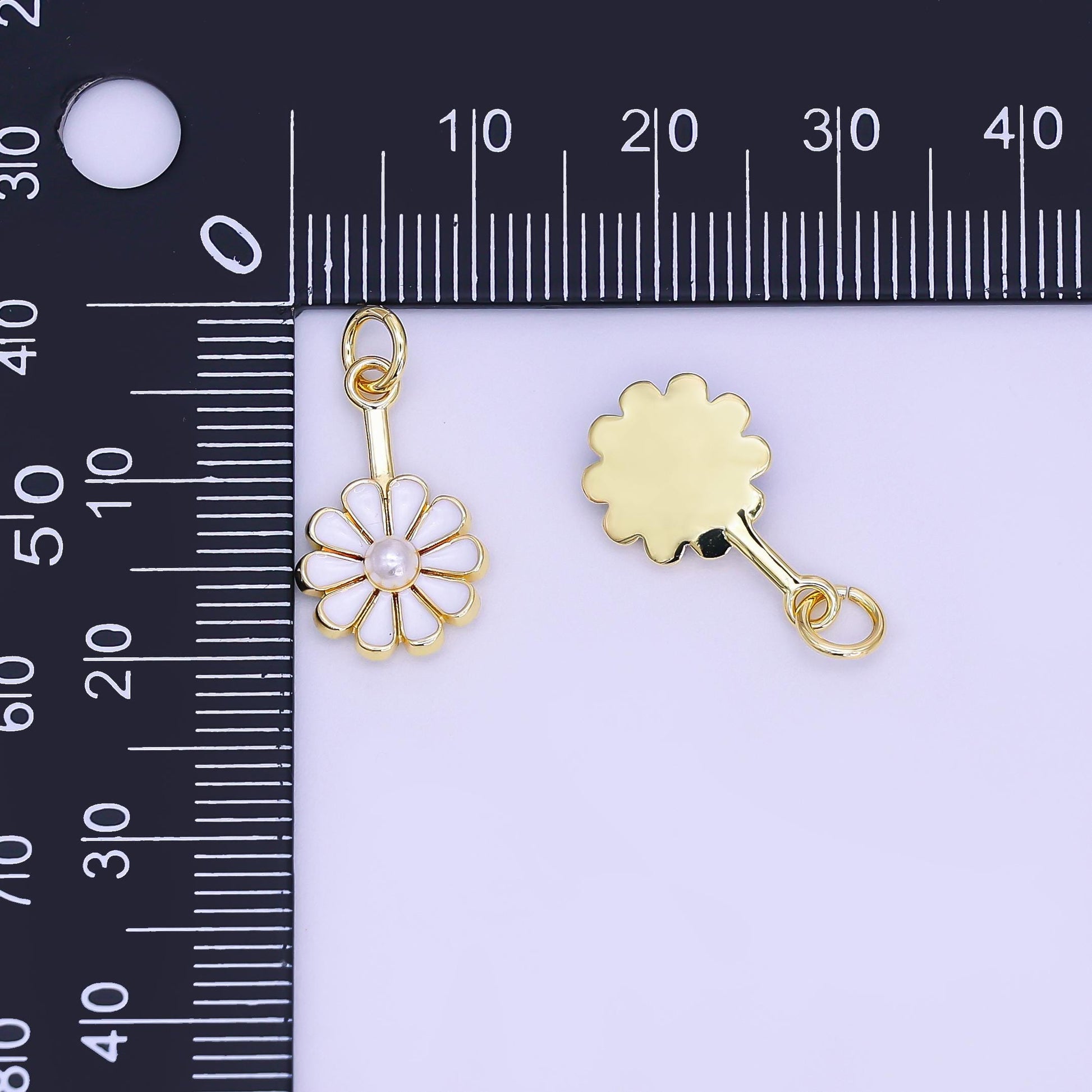 Dainty 24k Gold Filled Flower enamel charm bracelet earring necklace for woman, floral jewelry minimalist jewelry Inspired AF-530
