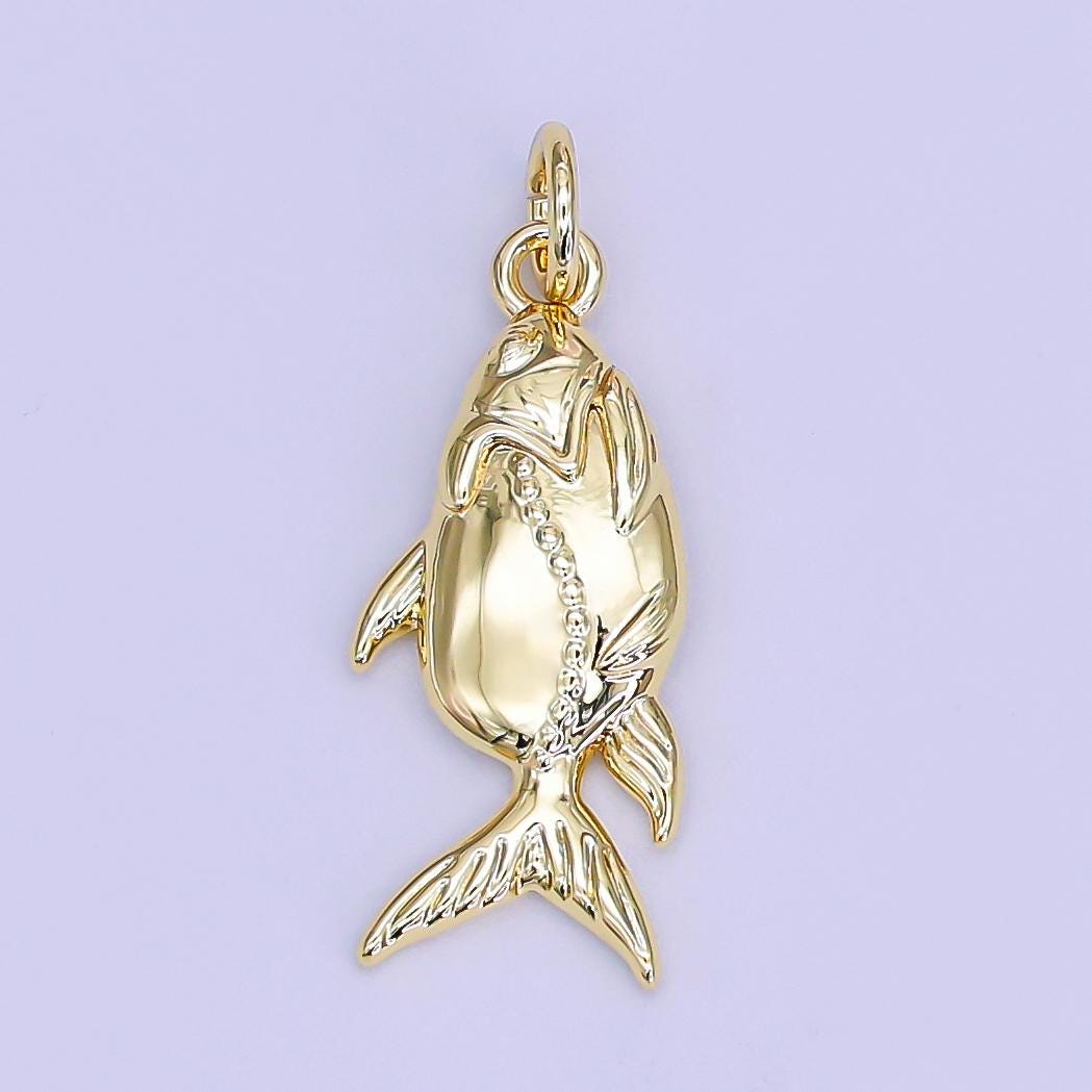 Tiny 18K Gold Filled Tuna Fish Charm Ocean Under the Sea Jewelry Inspired | AF-526