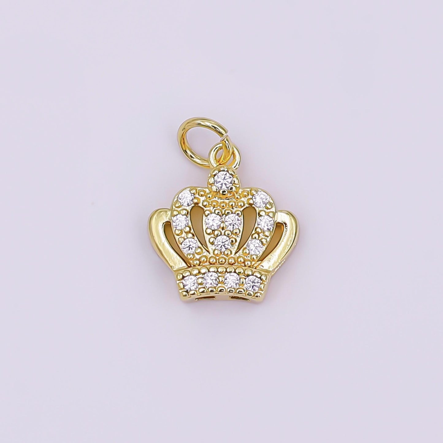 Mini 14k gold filled tiara charm, micro cz pave princess crown pendant, diy fashion jewelry making supply for necklace, bracelet AJ-326