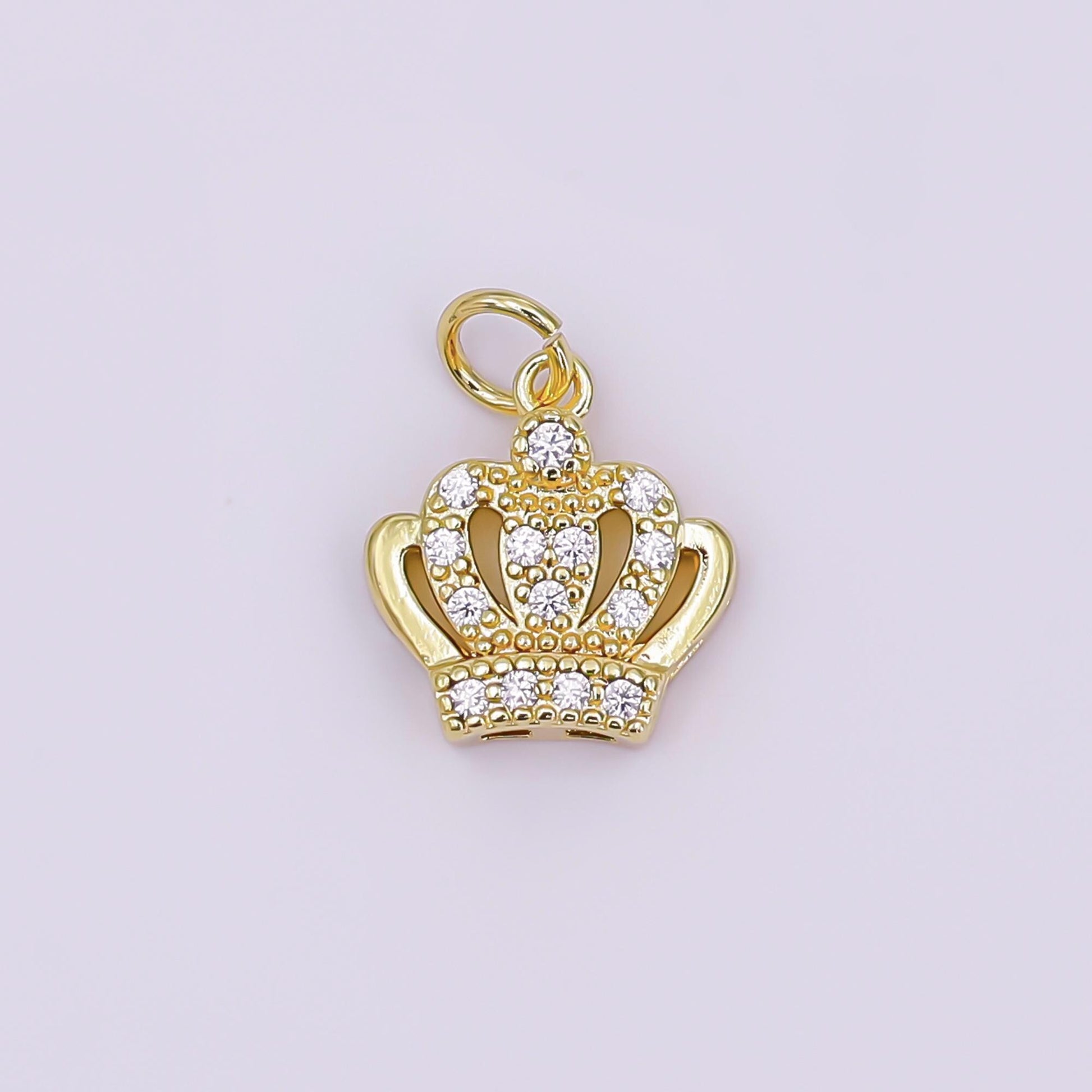 Mini 14k gold filled tiara charm, micro cz pave princess crown pendant, diy fashion jewelry making supply for necklace, bracelet AJ-326