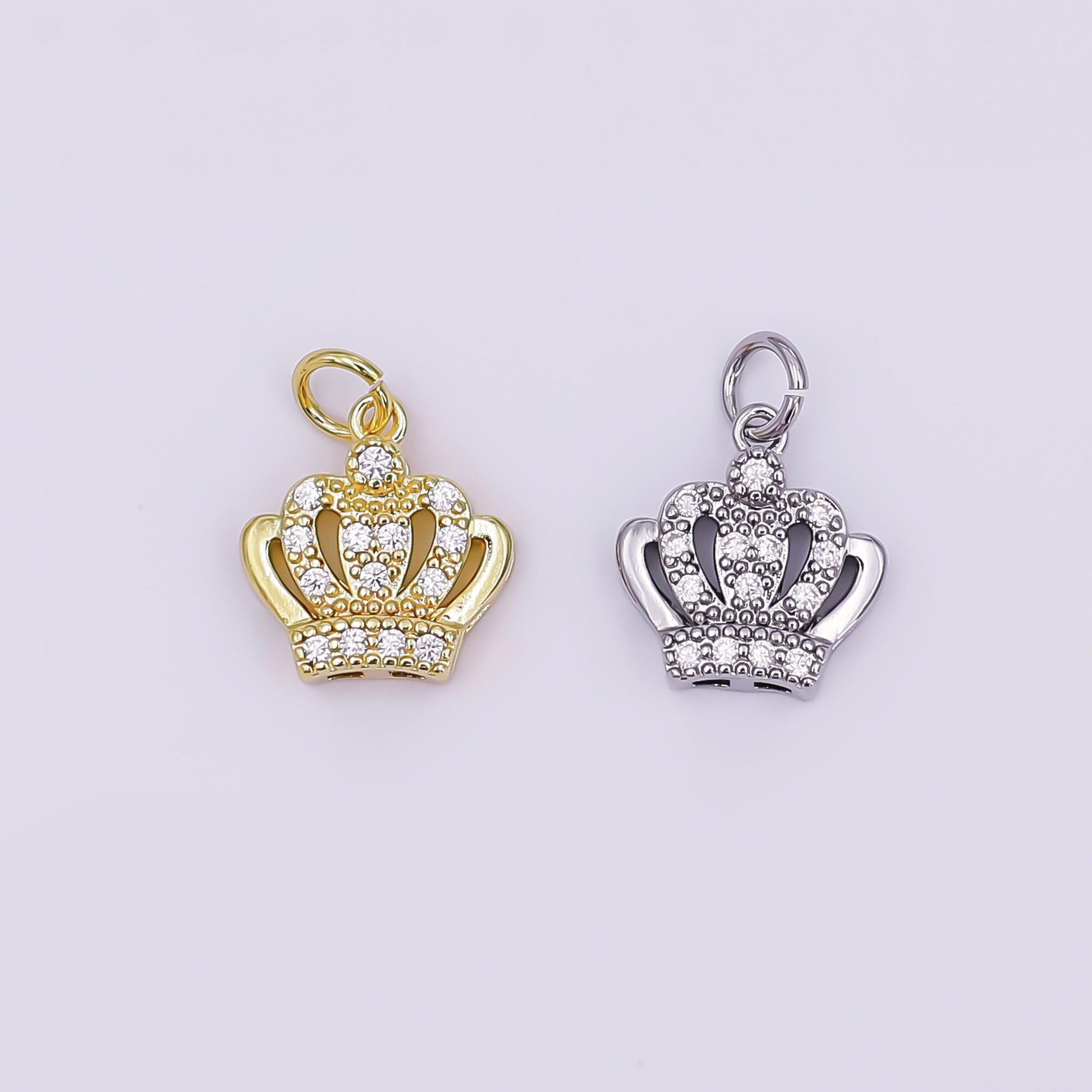 Mini 14k gold filled tiara charm, micro cz pave princess crown pendant, diy fashion jewelry making supply for necklace, bracelet AJ-326