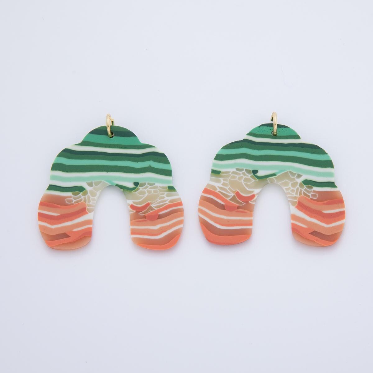 Handmade GREEN Polymer Clay U Pendant Garden Floral Charms Pastel Boho Earring Components Drop Dangle Earring Jewelry DIY Supply AF-373