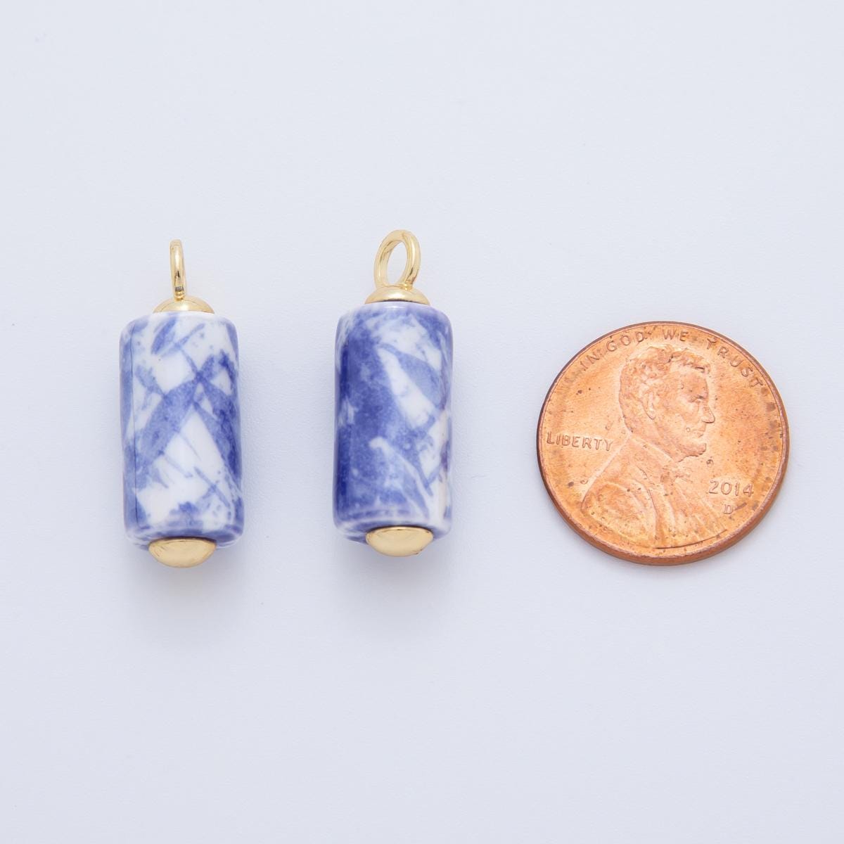 Dainty Ceramic tube cylinder beads Charm Colorful pendant for necklace Bracelet Earring Charm AF-698