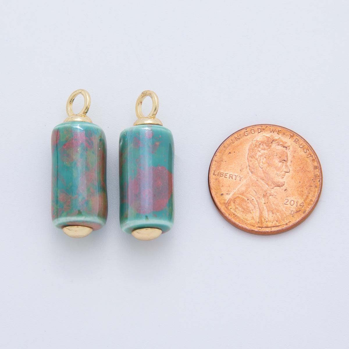 Dainty Ceramic tube cylinder beads Charm Colorful pendant for necklace Bracelet Earring Charm AF-698